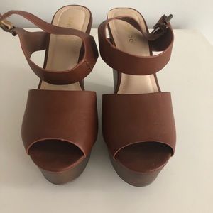 Brown platform wedges